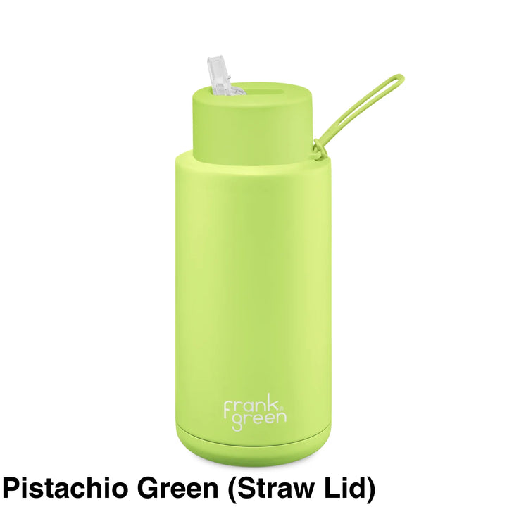Frank Green 34Oz (1L) Stainless Steel Ceramic Reusable Straw Bottle Pistachio (Limited Edition)
