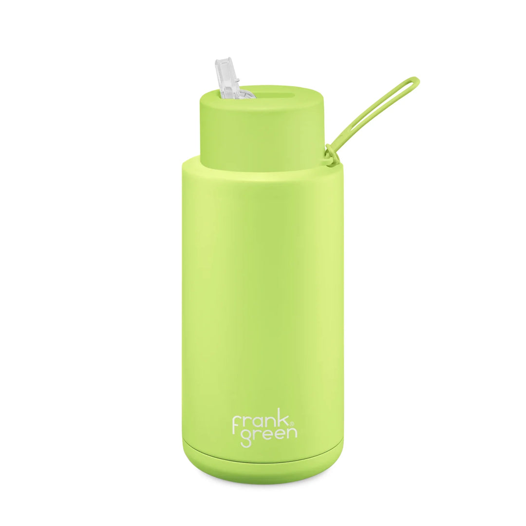 Frank Green 34Oz (1L) Stainless Steel Ceramic Reusable Straw Bottle Pistachio (Limited Edition)