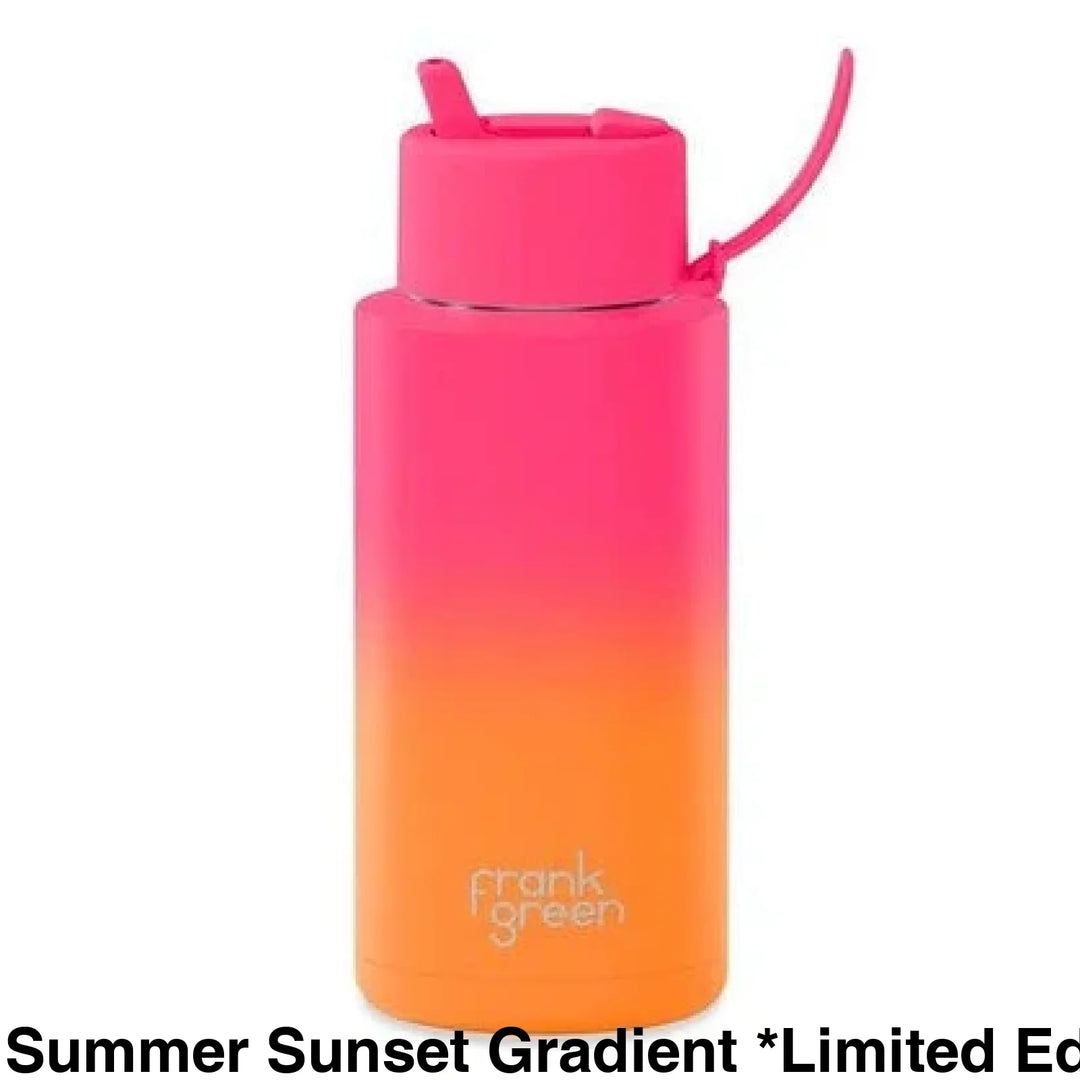 Frank Green 34Oz (1L) Stainless Steel Ceramic Reusable Straw Bottle Summer Sunset Gradient *Limited