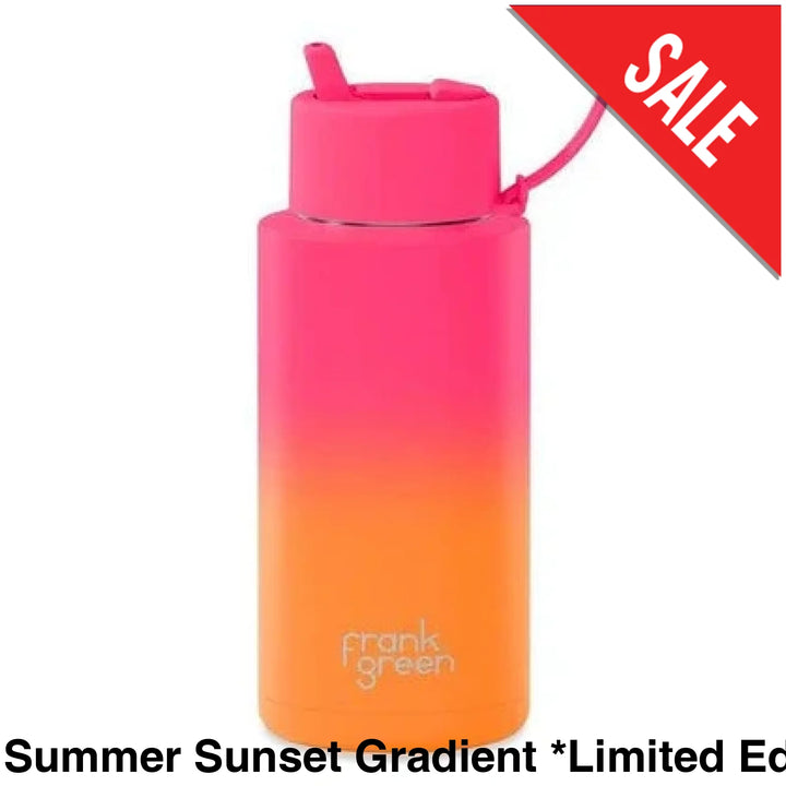 Frank Green 34Oz (1L) Stainless Steel Ceramic Reusable Straw Bottle Summer Sunset Gradient *Limited