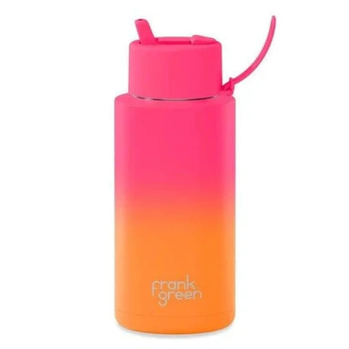 Frank Green 34Oz (1L) Stainless Steel Ceramic Reusable Straw Bottle Summer Sunset Gradient *Limited