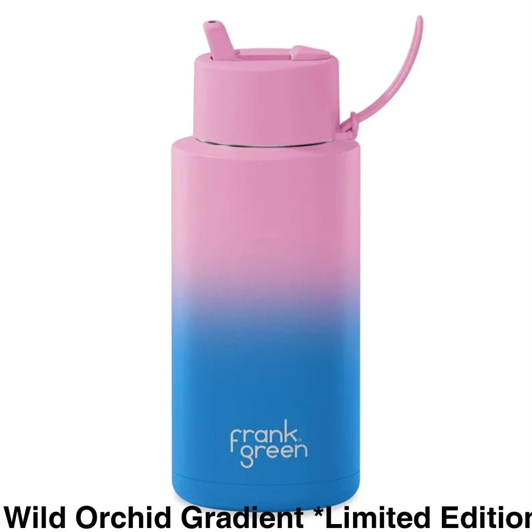 Frank Green 34Oz (1L) Stainless Steel Ceramic Reusable Straw Bottle Wild Orchid Gradient *Limited