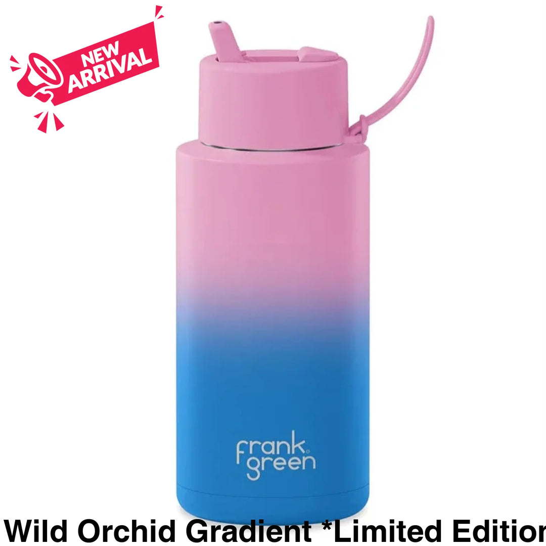 Frank Green 34Oz (1L) Stainless Steel Ceramic Reusable Straw Bottle Wild Orchid Gradient *Limited