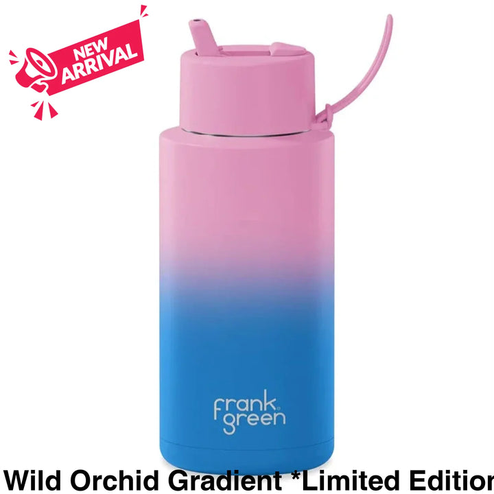 Frank Green 34Oz (1L) Stainless Steel Ceramic Reusable Straw Bottle Wild Orchid Gradient *Limited