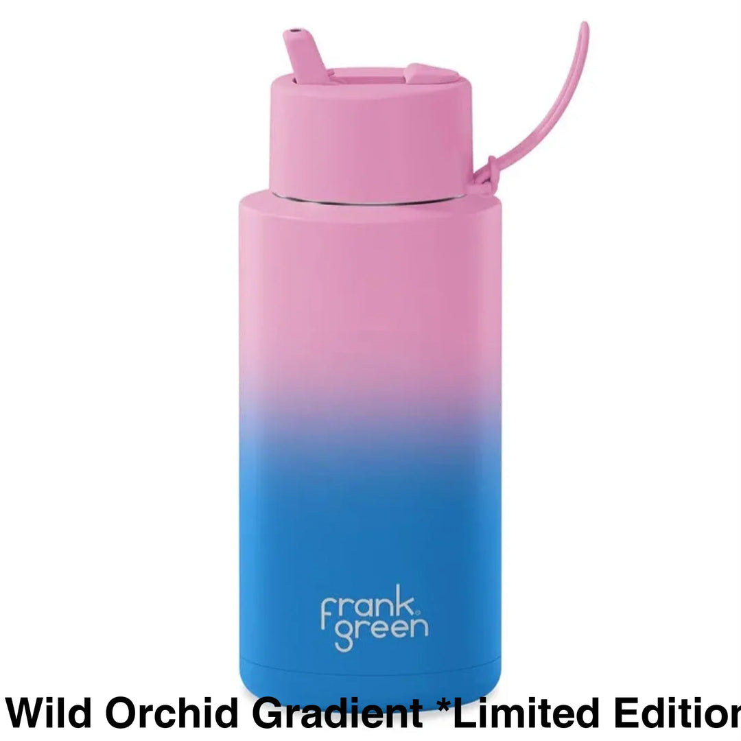 Frank Green 34Oz (1L) Stainless Steel Ceramic Reusable Straw Bottle Wild Orchid Gradient *Limited