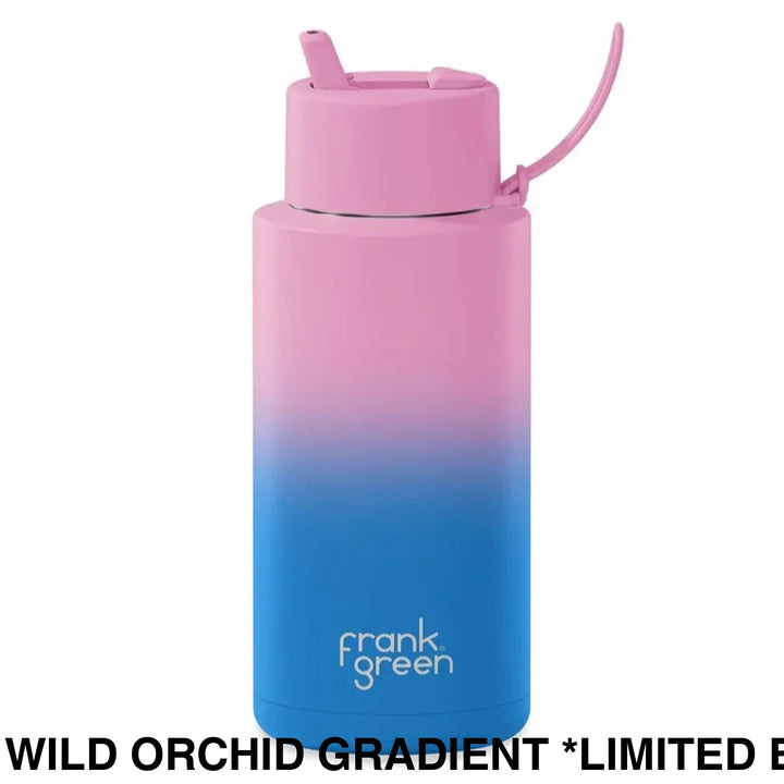 Frank Green 34Oz (1L) Stainless Steel Ceramic Reusable Straw Bottle Wild Orchid Gradient *Limited