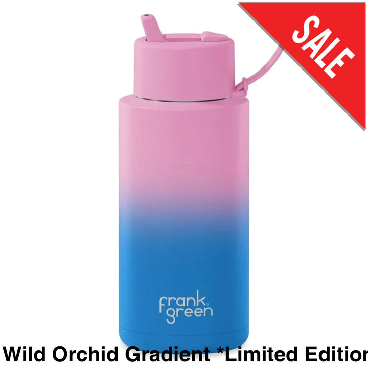 Frank Green 34Oz (1L) Stainless Steel Ceramic Reusable Straw Bottle Wild Orchid Gradient *Limited