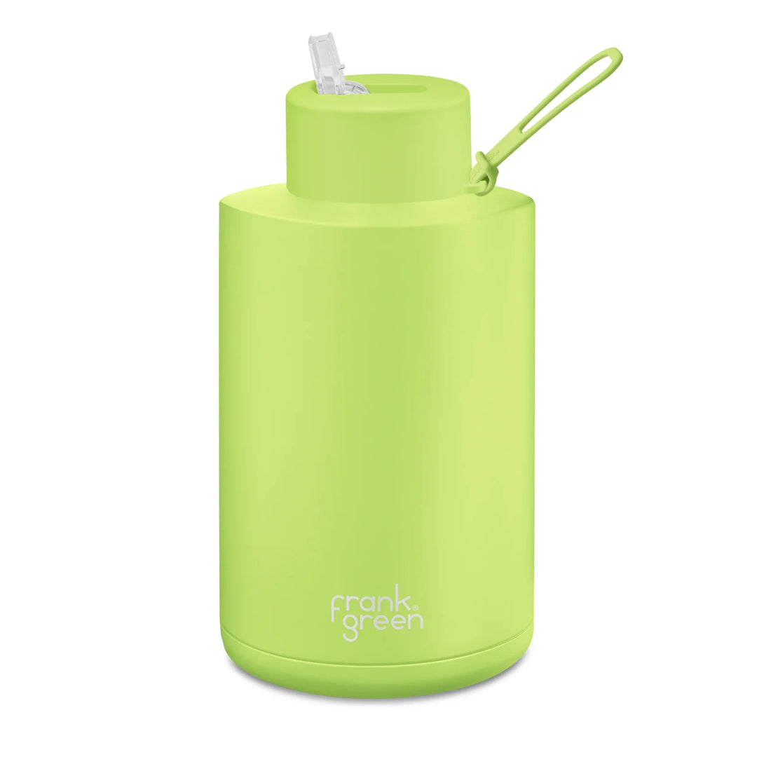 Frank Green 68Oz (2L) Stainless Steel Ceramic Reusable Straw Bottle Pistachio (Limited Edition)