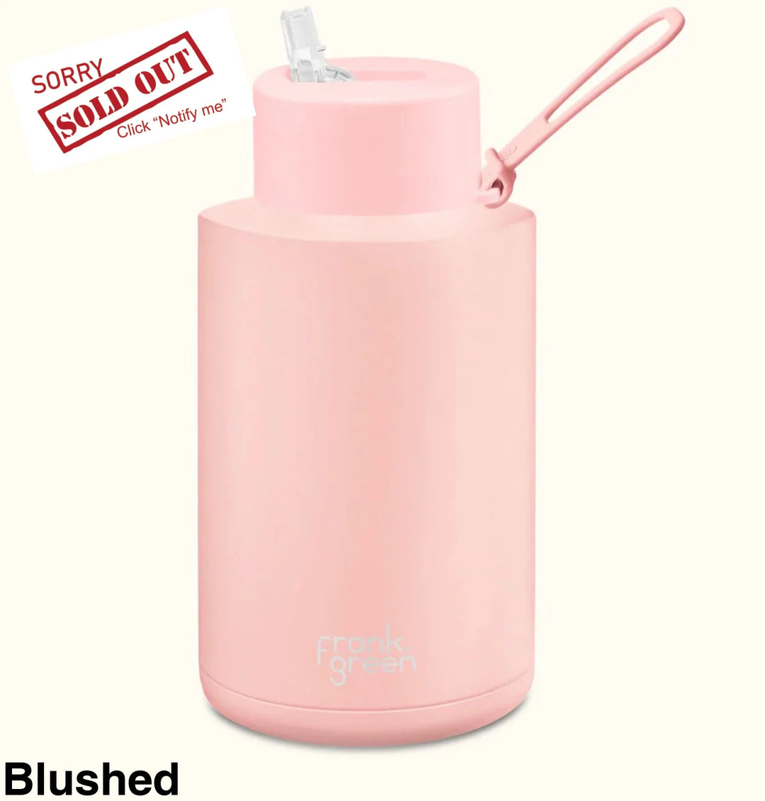 Frank Green 68Oz (2L) Stainless Steel Ceramic Reusable Straw Bottle Blushed