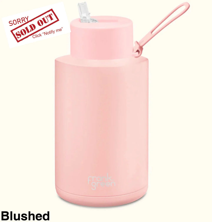 Frank Green 68Oz (2L) Stainless Steel Ceramic Reusable Straw Bottle Blushed