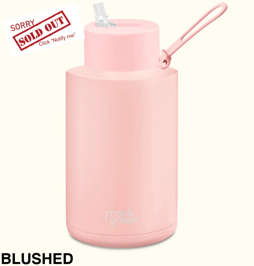 Frank Green 68Oz (2L) Stainless Steel Ceramic Reusable Straw Bottle Blushed