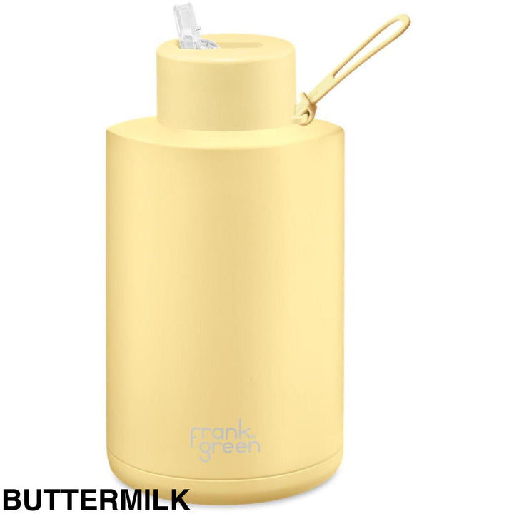 Frank Green 68Oz (2L) Stainless Steel Ceramic Reusable Straw Bottle Buttermilk