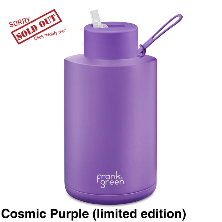 Frank Green 68Oz (2L) Stainless Steel Ceramic Reusable Straw Bottle Cosmic Purple (Limited Edition)