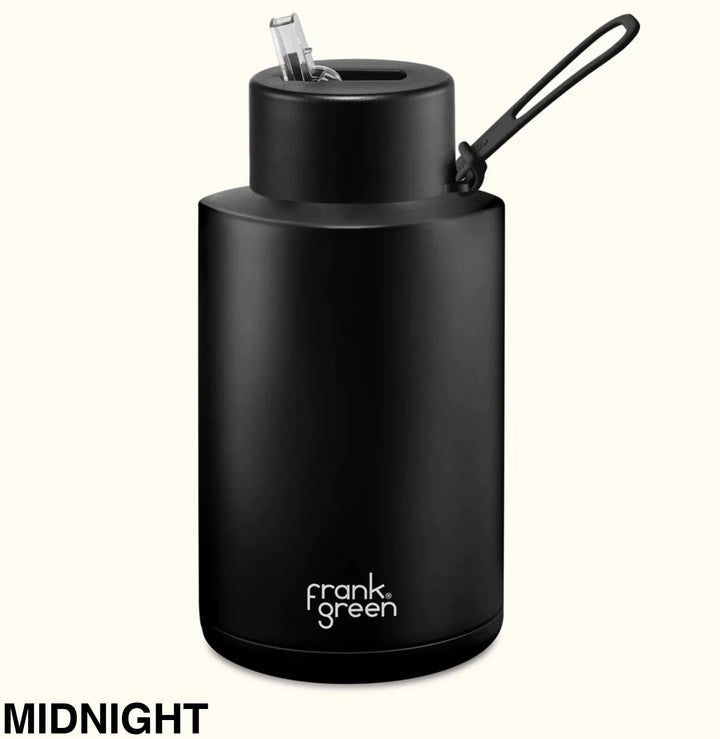Frank Green 68Oz (2L) Stainless Steel Ceramic Reusable Straw Bottle Midnight