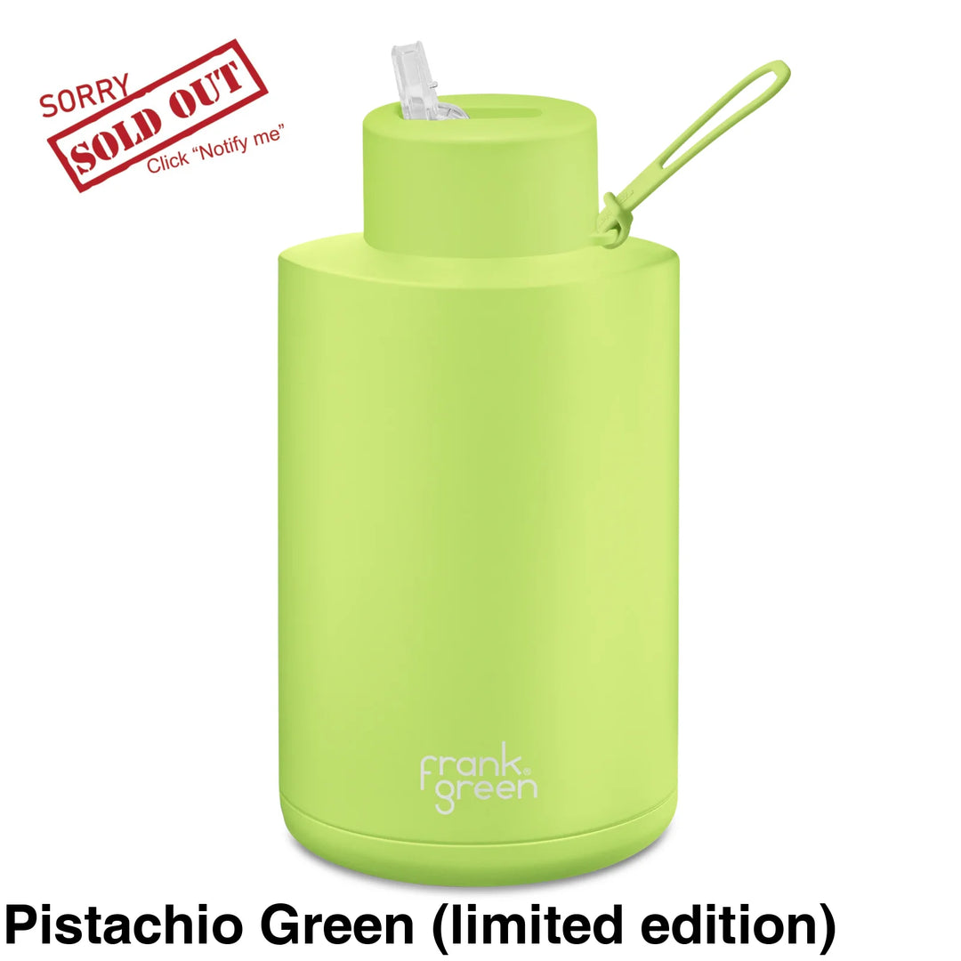 Frank Green 68Oz (2L) Stainless Steel Ceramic Reusable Straw Bottle Pistachio (Limited Edition)