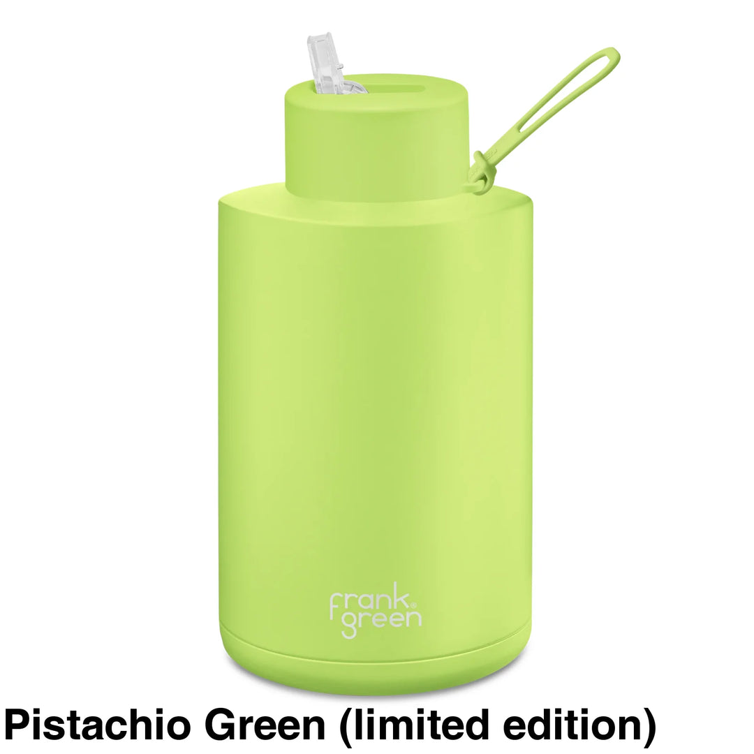 Frank Green 68Oz (2L) Stainless Steel Ceramic Reusable Straw Bottle Pistachio (Limited Edition)