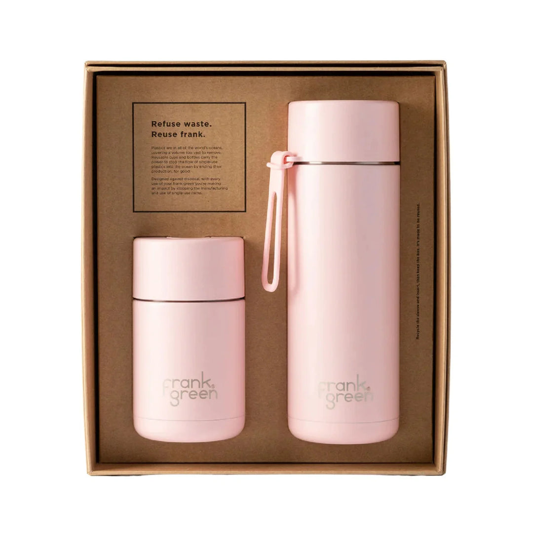 Frank Green Desk Buddy Gift Set 10Oz Cup & 20Oz Straw Bottle Blushed