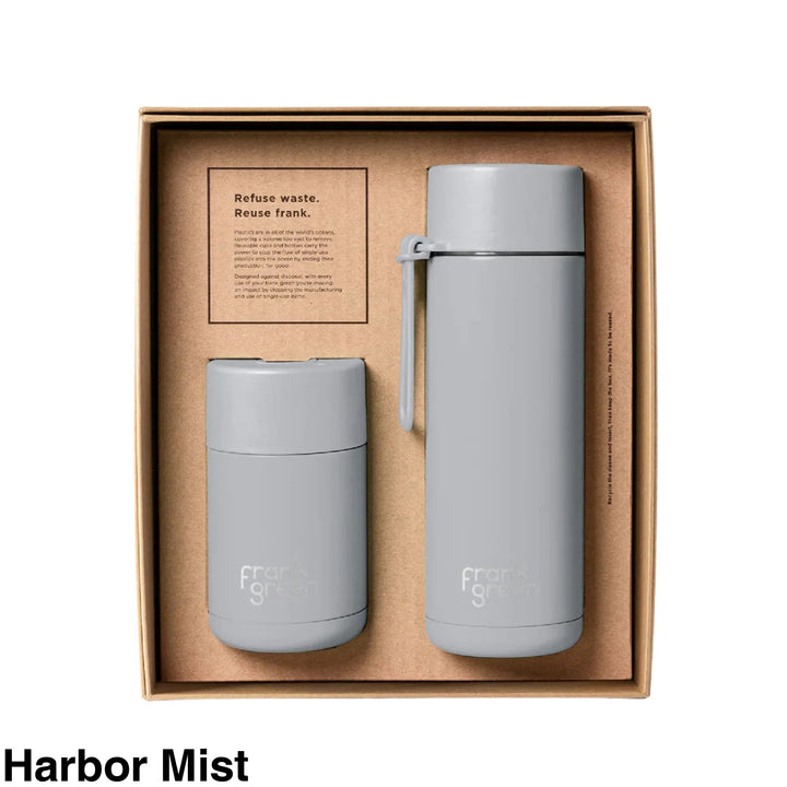 Frank Green Desk Buddy Gift Set 10Oz Cup & 20Oz Straw Bottle Harbor Mist