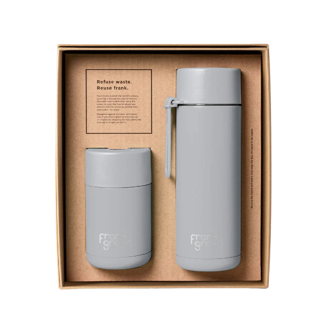 Frank Green Desk Buddy Gift Set 10Oz Cup & 20Oz Straw Bottle Harbor Mist