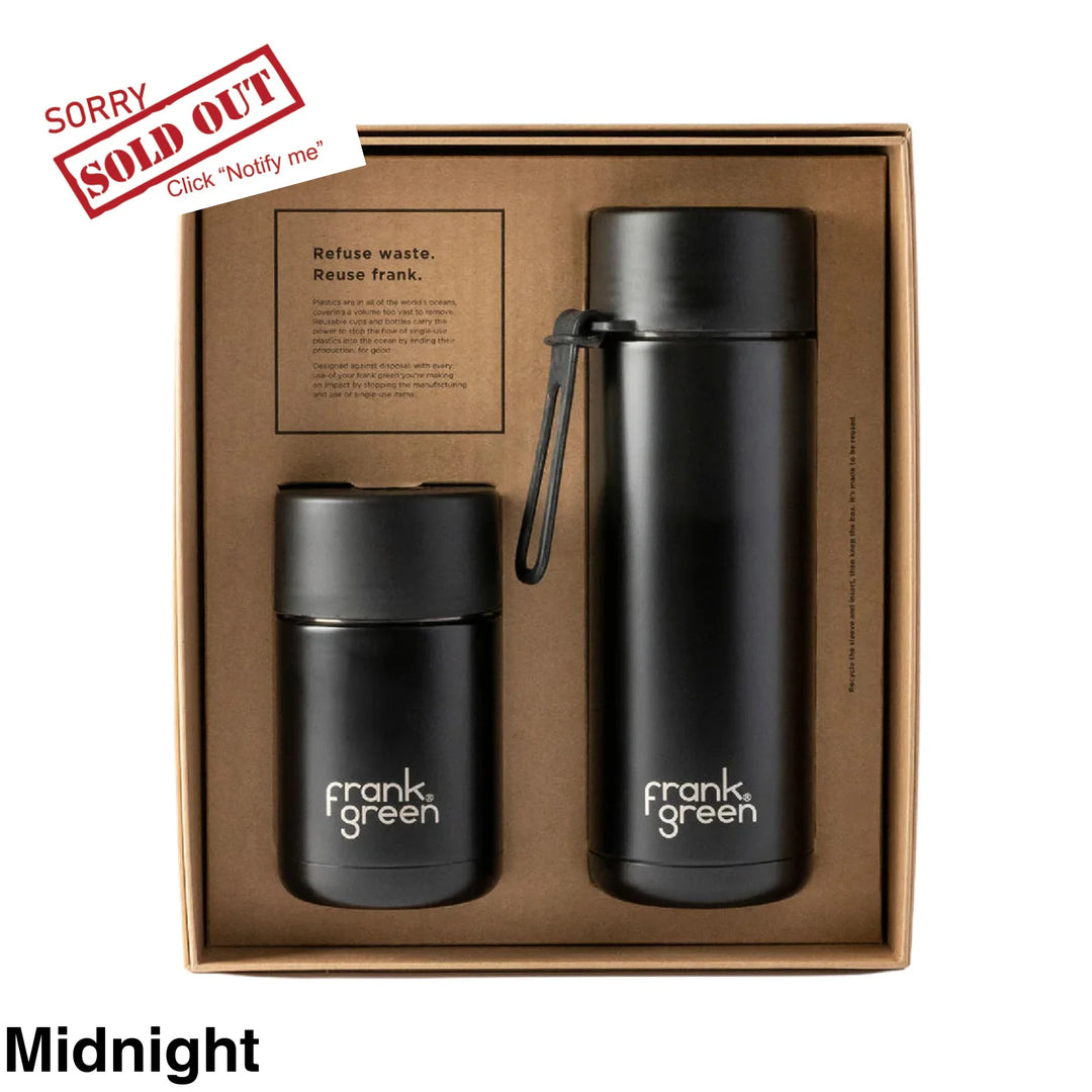 Frank Green Desk Buddy Gift Set 10Oz Cup & 20Oz Straw Bottle Midnight