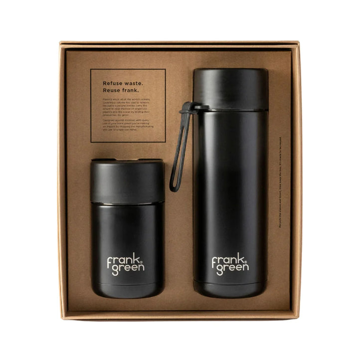 Frank Green Desk Buddy Gift Set 10Oz Cup & 20Oz Straw Bottle Midnight