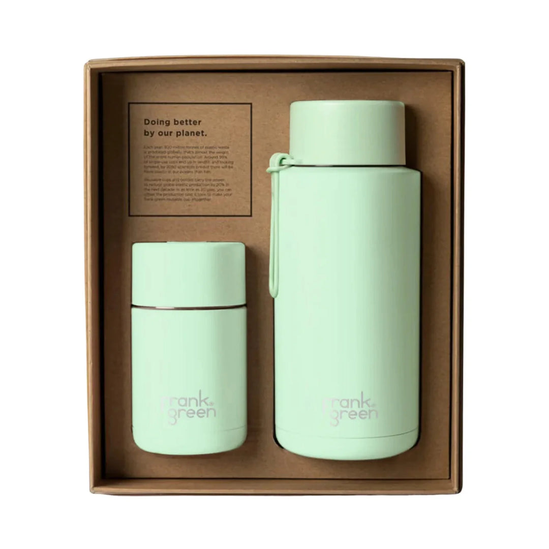 Frank Green Eco Gift Set 10Oz Cup & 34Oz Straw Bottle Mint Gelato