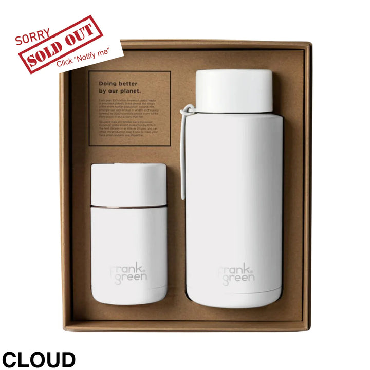 Frank Green Eco Gift Set 10Oz Cup & 34Oz Straw Bottle Cloud