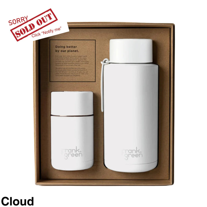 Frank Green Eco Gift Set 10Oz Cup & 34Oz Straw Bottle Cloud