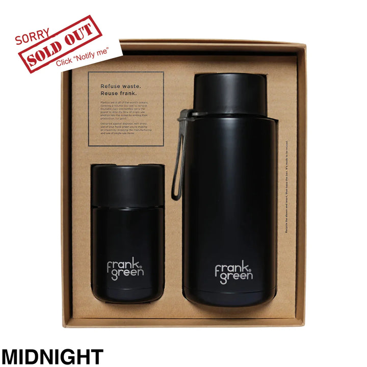 Frank Green Eco Gift Set 10Oz Cup & 34Oz Straw Bottle Midnight
