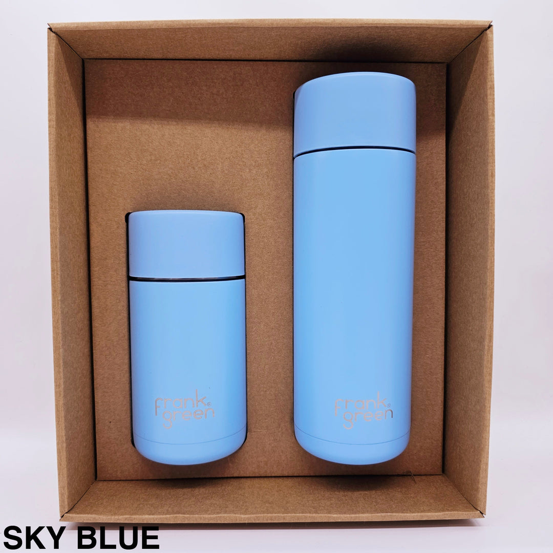 Frank Green Essentials Gift Set Small 12Oz Cup & 20Oz Straw Bottle Sky Blue