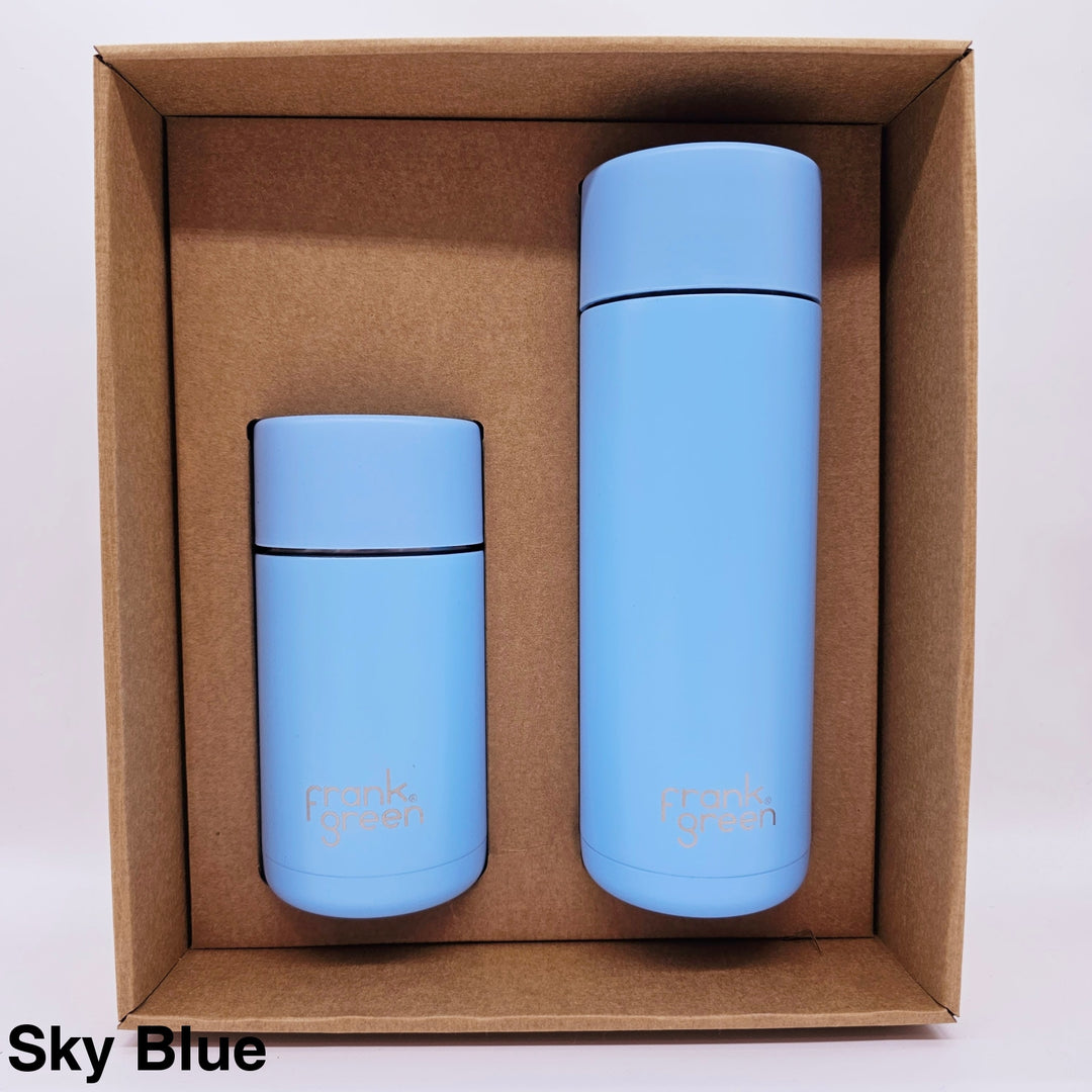 Frank Green Essentials Gift Set Small 12Oz Cup & 20Oz Straw Bottle Sky Blue