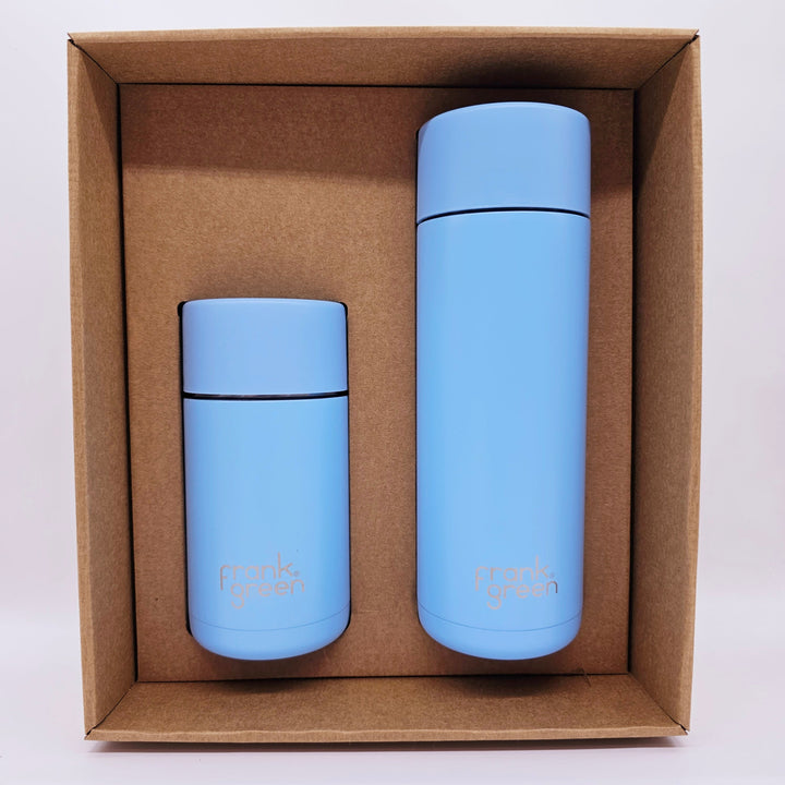 Frank Green Essentials Gift Set Small 12Oz Cup & 20Oz Straw Bottle Sky Blue