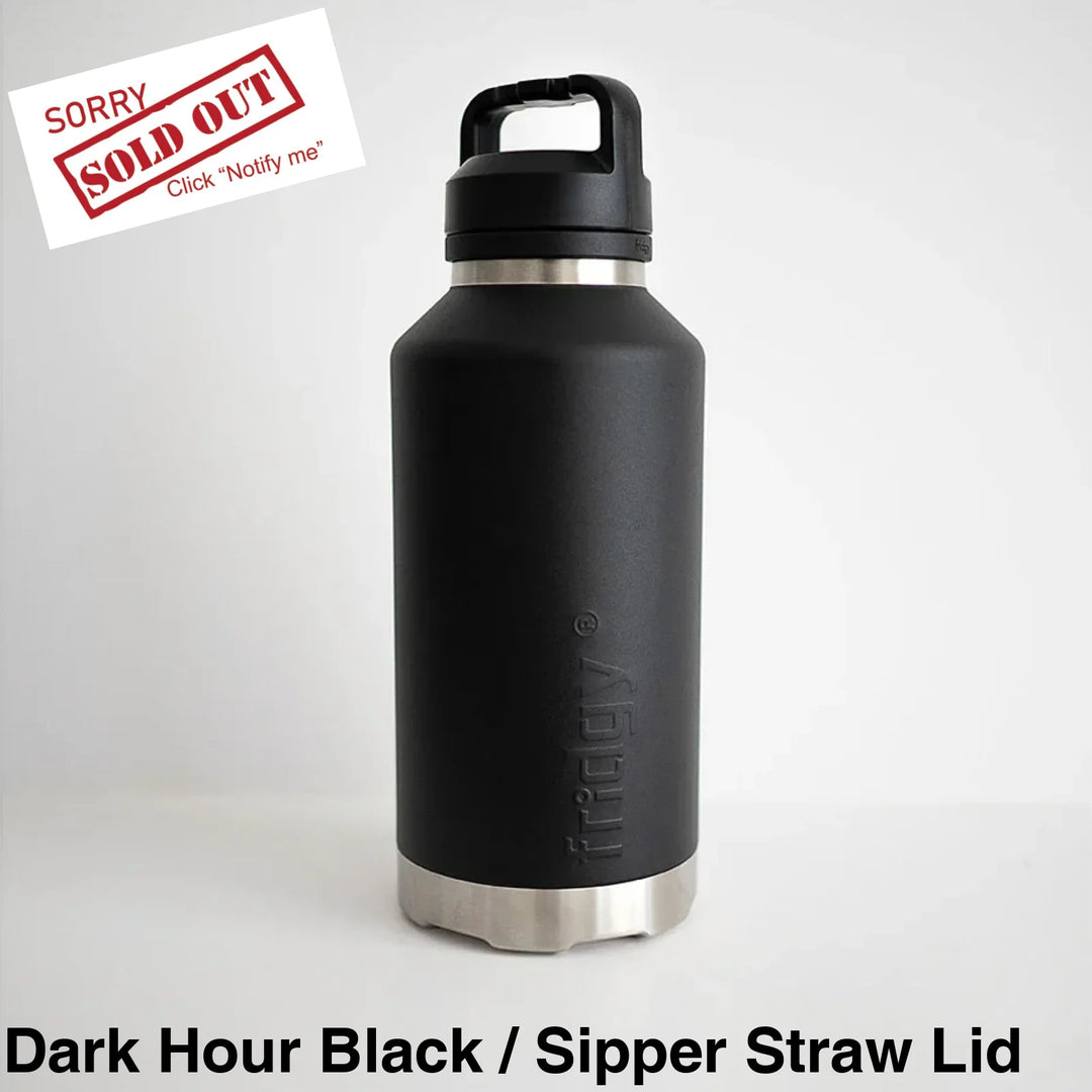 Fridgy 1.9L Insulated Bottle Dark Hour Black / Sipper Straw Lid