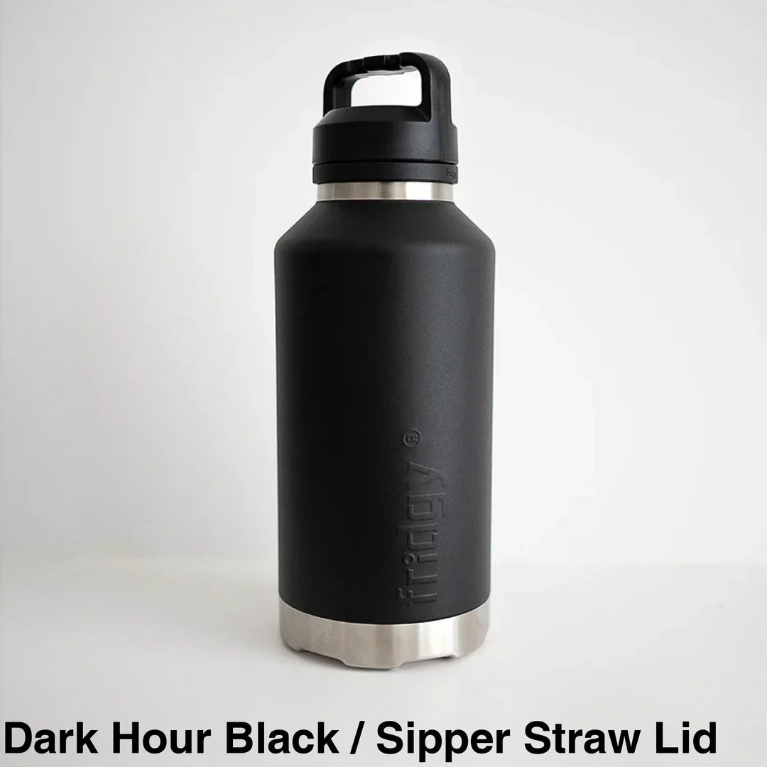 Fridgy 1.9L Insulated Bottle Dark Hour Black / Sipper Straw Lid