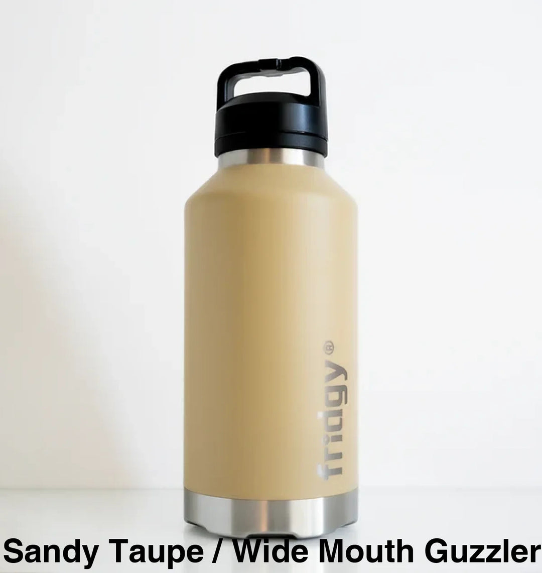 Fridgy 1.9L Insulated Bottle Sandy Taupe / Sipper Straw Lid