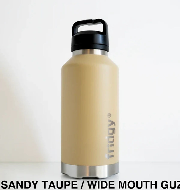 Fridgy 1.9L Insulated Bottle Sandy Taupe / Sipper Straw Lid