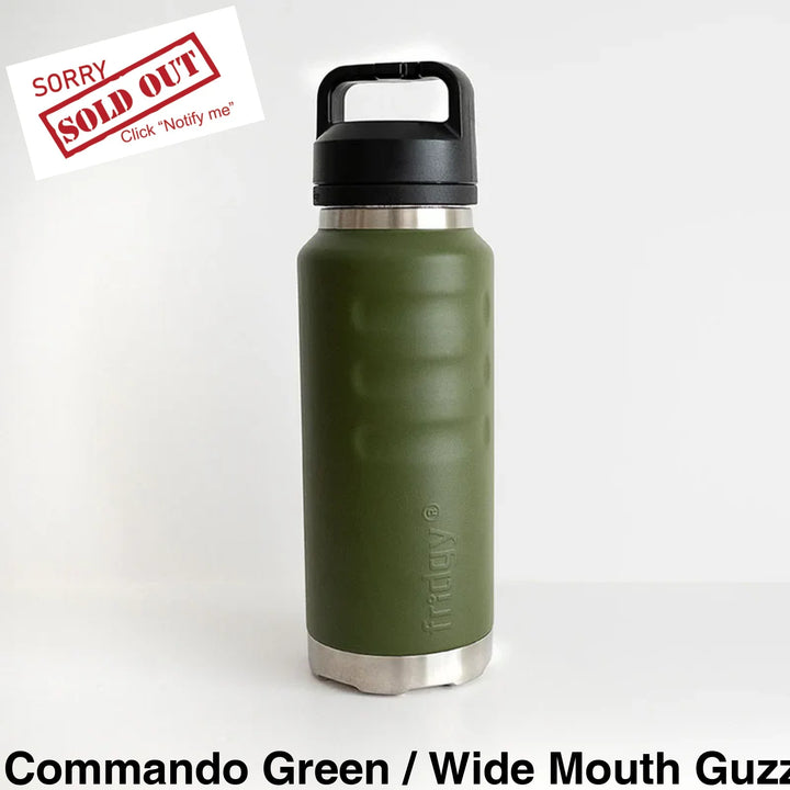 Fridgy 1080Ml Insulated Bottle - Wide Mouth Screw Lid Commando Green