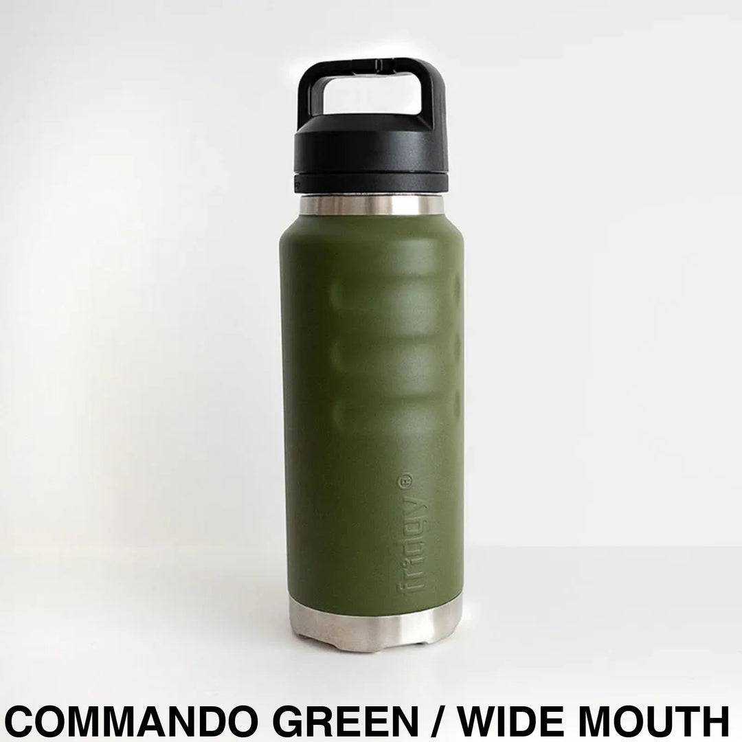 Fridgy 1080Ml Insulated Bottle - Wide Mouth Screw Lid Commando Green
