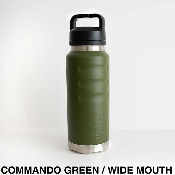 Fridgy 1080Ml Insulated Bottle - Wide Mouth Screw Lid Commando Green
