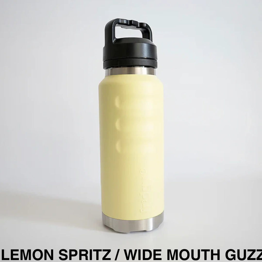 Fridgy 1080Ml Insulated Bottle Lemon Spritz / Wide Mouth Guzzler Lid
