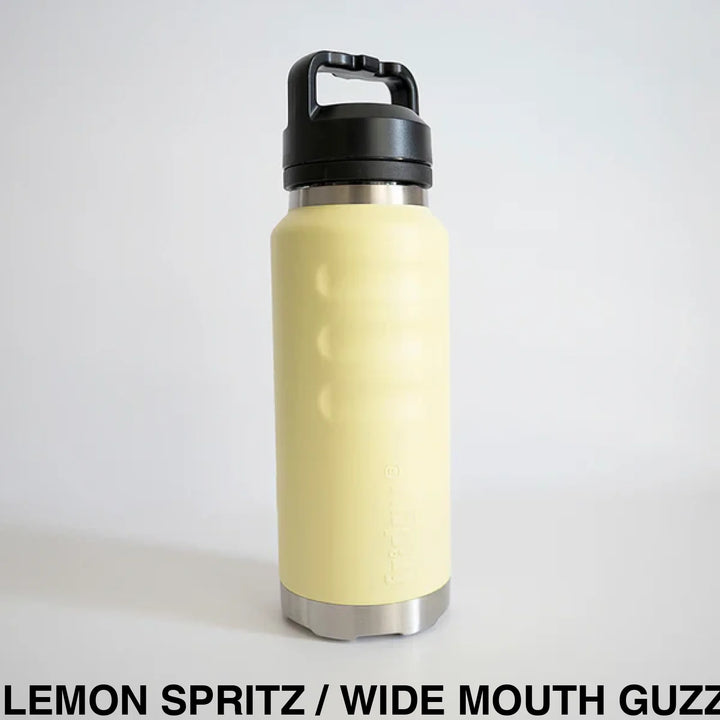 Fridgy 1080Ml Insulated Bottle Lemon Spritz / Wide Mouth Guzzler Lid