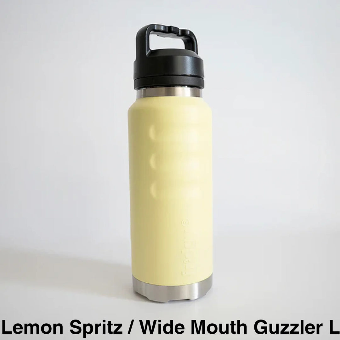 Fridgy 1080Ml Insulated Bottle Lemon Spritz / Wide Mouth Guzzler Lid