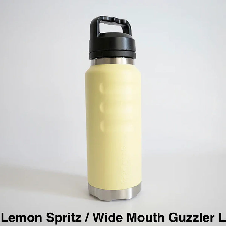 Fridgy 1080Ml Insulated Bottle Lemon Spritz / Wide Mouth Guzzler Lid