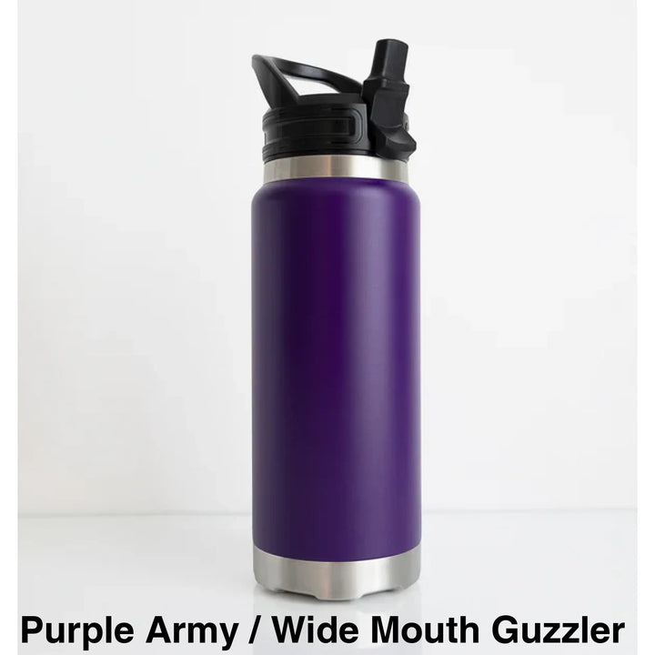 Fridgy 1080Ml Insulated Bottle Purple Army / Wide Mouth Guzzler Lid