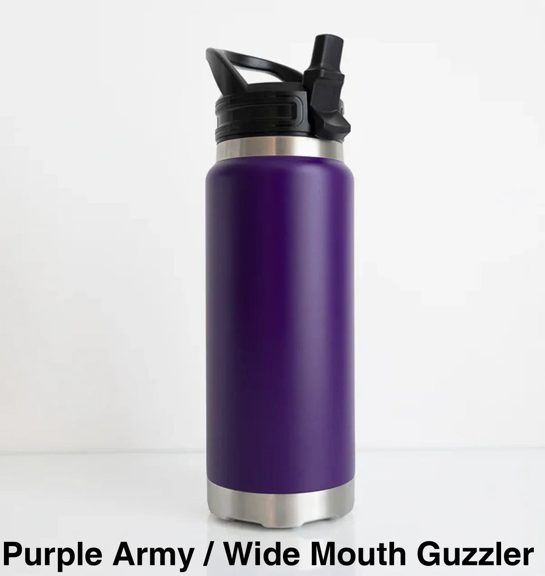 Fridgy 1080Ml Insulated Bottle Purple Army / Wide Mouth Guzzler Lid