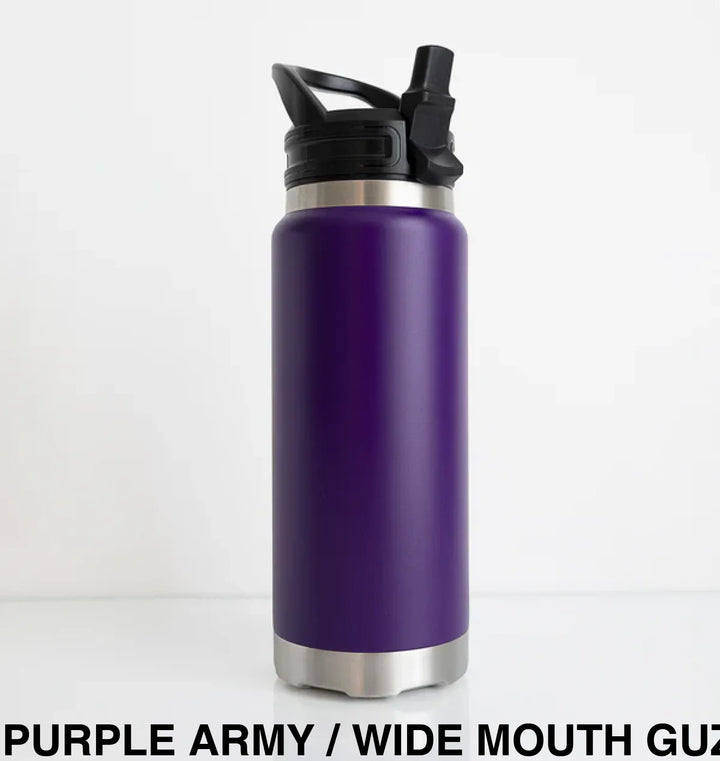 Fridgy 1080Ml Insulated Bottle Purple Army / Wide Mouth Guzzler Lid
