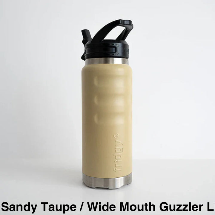 Fridgy 1080ml Insulated Bottle Sandy Taupe / Wide Mouth Guzzler Lid