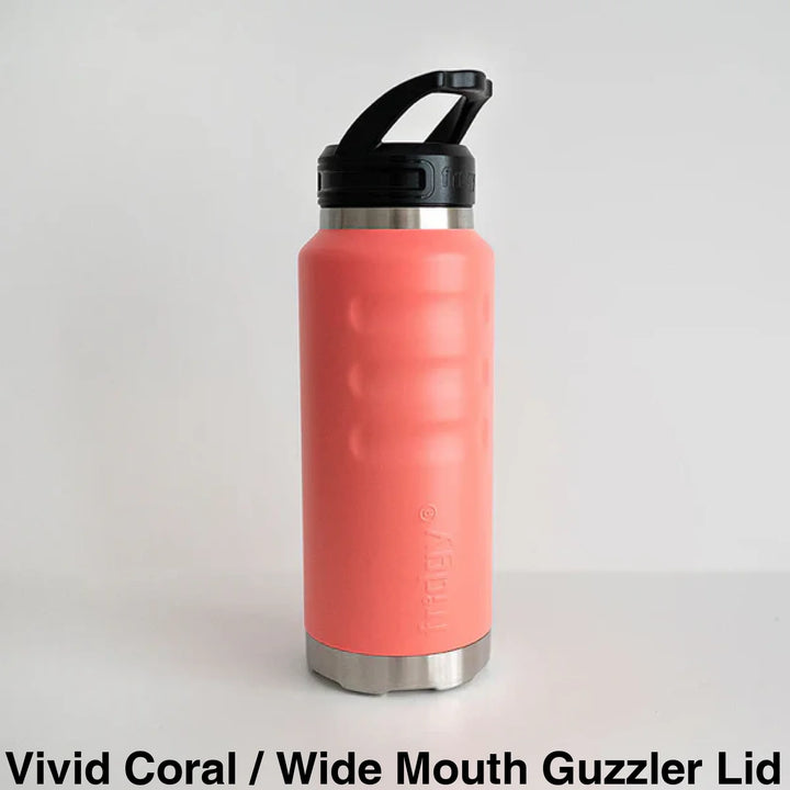 Fridgy 1080Ml Insulated Bottle Vivid Coral / Wide Mouth Guzzler Lid