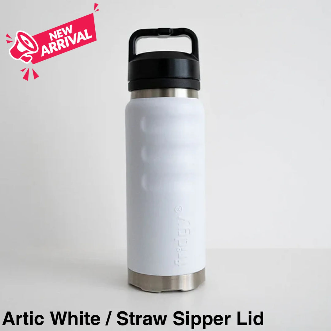Fridgy 780ml Insulated Bottle Artic White / Straw Sipper Lid