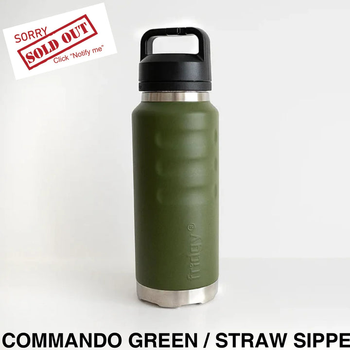 Fridgy 780ml Insulated Bottle Commando Green / Straw Sipper Lid